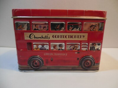 Empty Churchill's Confectionery Tin Double Decker Bus Coin Bank ...
