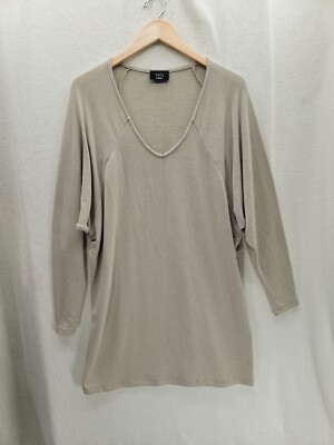 VICI Beige Soft V-neck Sweat Dress Size- M
