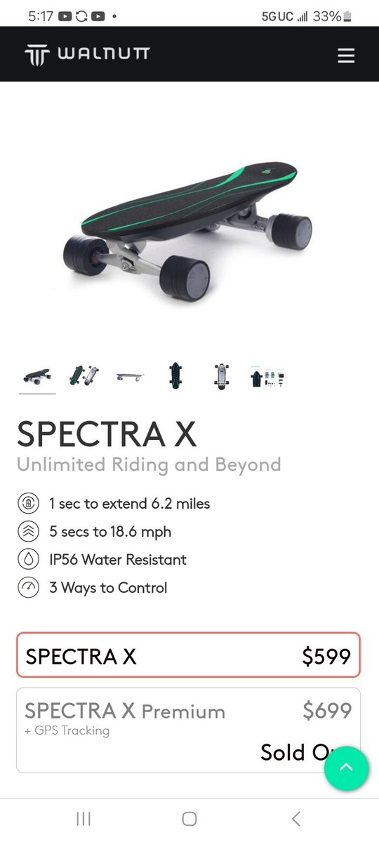 Wallnut Spectra X Electric Skateboard, 2 Batteries Charger NEW | eBay