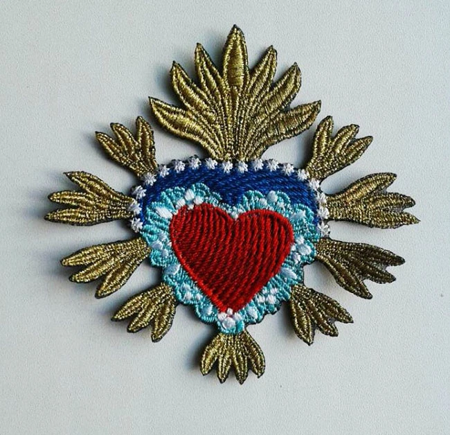 Sacred Heart Milagro Metallic Handmade Embroidered Patch - Image 4 of 4