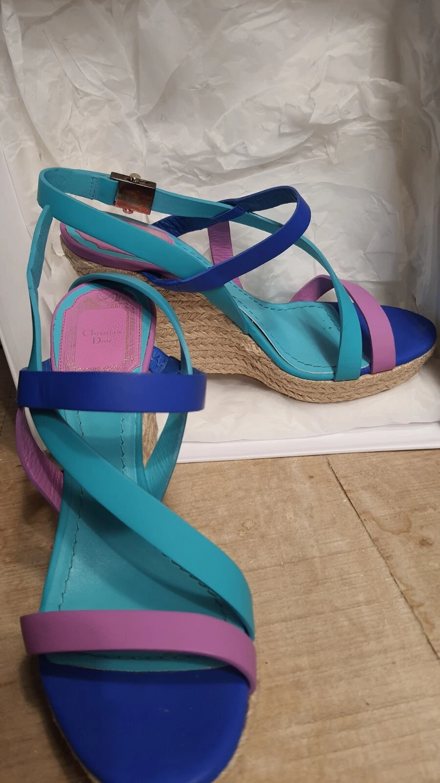 sandales Dior parme et bleu turquoise