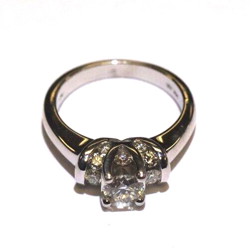 GIA 14k white gold 1.29ct VS2 M diamond round engagement ring Natural 5.6g 6