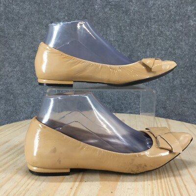 Me Too Flats Womens 6.5 M Paige Ballet Flats Beige Leather Bow Comfort Slip On