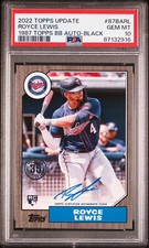 2022 Topps Update Royce Lewis RC 1987 Black Auto /199 Twins PSA 10 POP 6