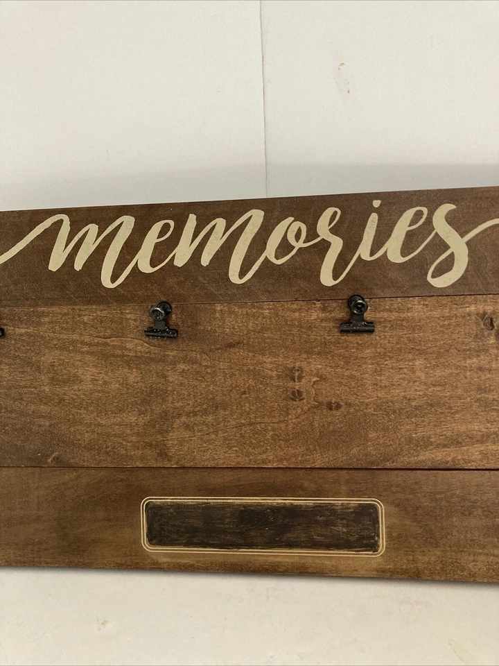 Wooden Stained Memory Board With Four Clip For Snap Shots - Image 3 of 4