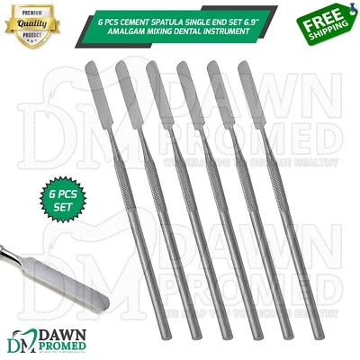 DAWNPROMED 6 Pcs Cement Spatula Single Ended Set 6.9" Amalgam Mixing Dental Inst German Gr