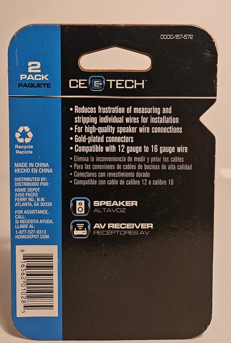 Tomoko TN CE TECH 2 Pack Center Pin Quick Connect Banana Plugs 0000-157-572