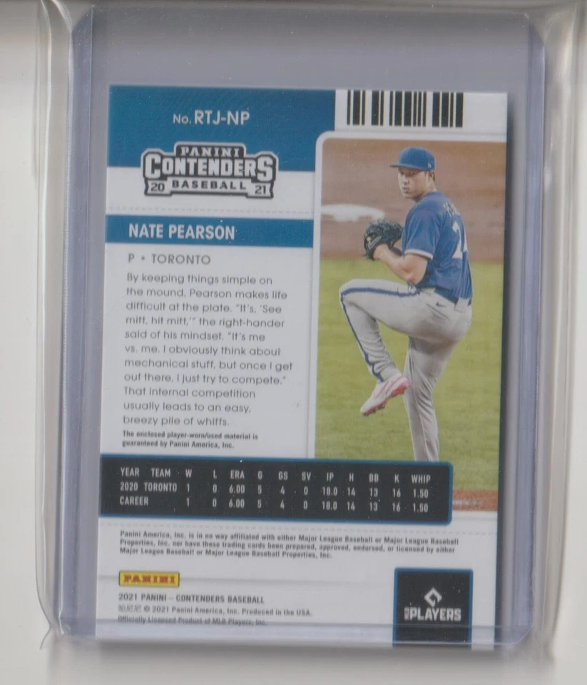 2021 PANINI CONTENDERS JERSEY NATE PEARSON #RTJ-NP RC  - Image 2 of 2