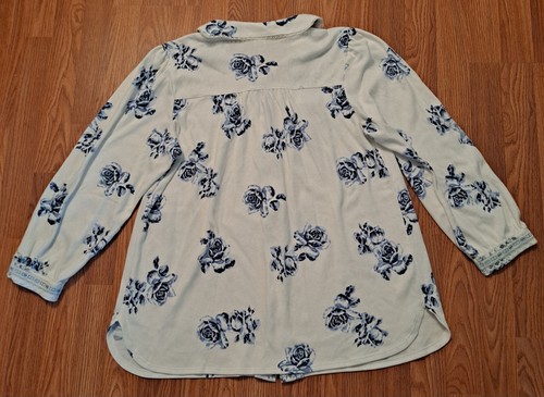 Cuddl Duds Medium Pajamas White With Blue Flowers - Picture 8 of 9