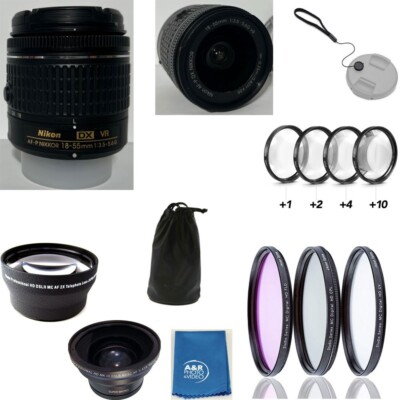 Nikon AF-P DX 18-55mm VR Lens Kit W Filter Hood For