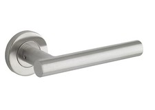 Door Handles Satin Stainless Steel on Rose - T Bar 1 Pair