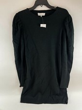 Wayf Sweater Dress Women's L Black Flutter Long Sleeve Knee Length Mock Neck