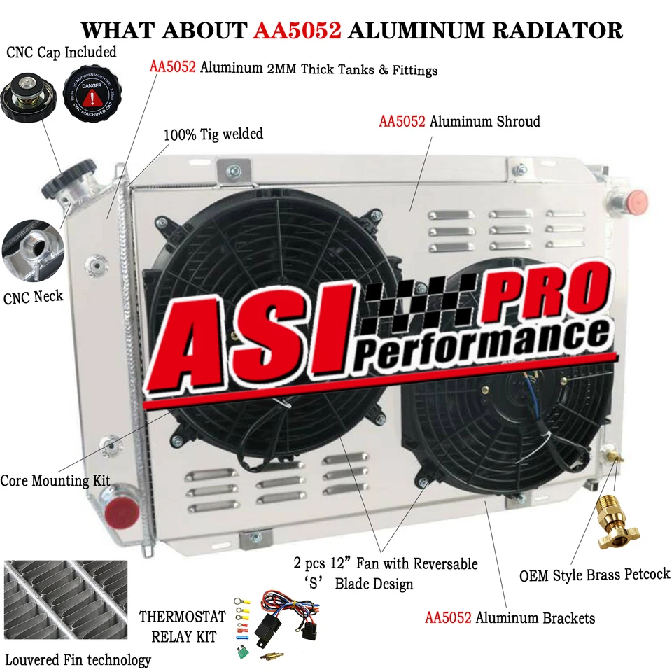 3 Row Aluminum Radiator+Shroud+Fan for 1979-93 80 81 89 Ford MUSTANG GT/LX 5.0L Foto 2 de 4