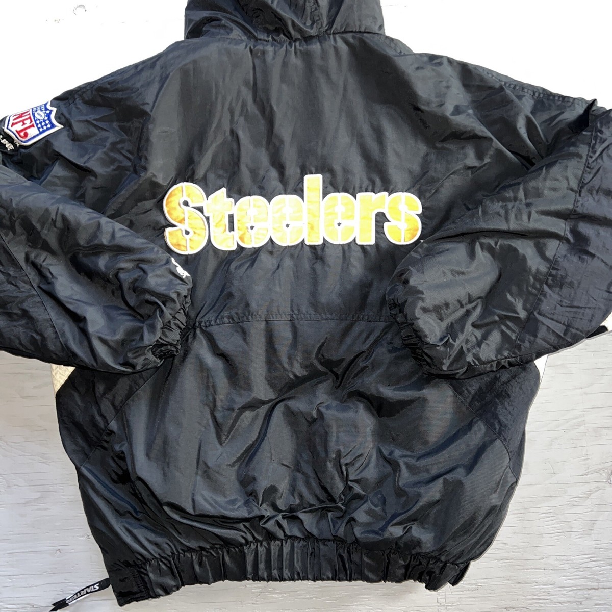 Vintage 90s Starter Pittsburgh Steelers Hooded 1/2 Zip Pullover