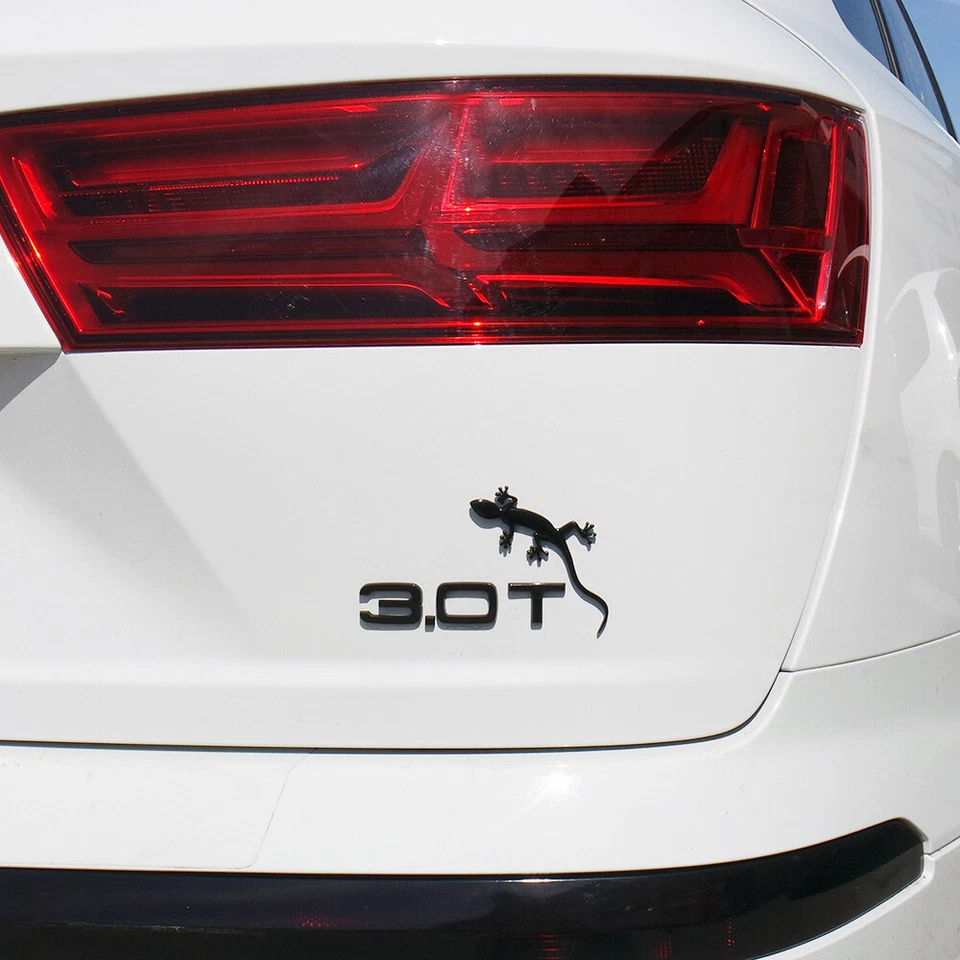 Universal Quattro Gecko Logo Badge Emblem Trunk 3D Sticker Car SUV Sport Black - Image 3 of 3