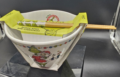 Dr. Seuss How the Grinch Stole Christmas Bowl Ramen Chopsticks 65th Anniversary