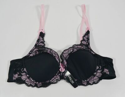 NWT Adore Me Black Sweet Lilac Underwire Push Up Balconette Bra Sz 34B