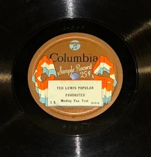 COLUMBIA  1 S  SAMPLE RECORD  TED LEWIS POPULAR FAVORITES   SCHUBERT   78 RECORD