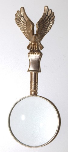 Sculpted EAGLE Magnifying Glass Handheld Desk Ornament 3x3.5 inch Mid Century