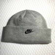 Nike Winter Beanie Knit Gray Hat Toddler Size Logo Black Swoosh