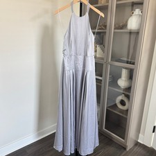 Reformation Lilyann Lilac Satin Halter Pleated Maxi Dress 4 NEW Purple Swing