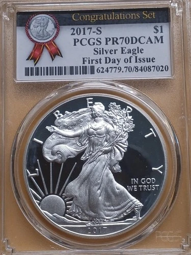 2017 S $1 Congratulations Set 1 Oz Silver American Eagle Proof PCGS PR70 DC FDOI