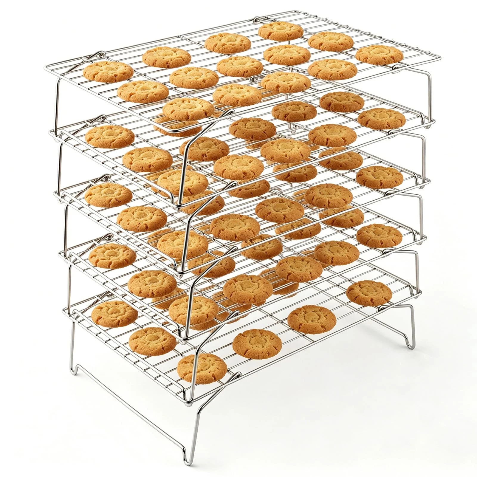 Cooling Rack 15"x10", 5-Tier Stackable & Collapsible Stainless Steel Baking W...