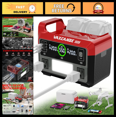 550W Pure Sine Wave Power Inverter, DC 20V to AC 110V, Portable Station, 2 USB,