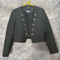 MNG Mango Black Military Napoleon Cropped Jacket Womens S Colonial Pirate Hussar