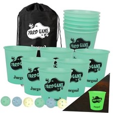 Outdoor Giant Yard Pong Game Set Outdoor Toss Game Throwing Green Glow in Dark