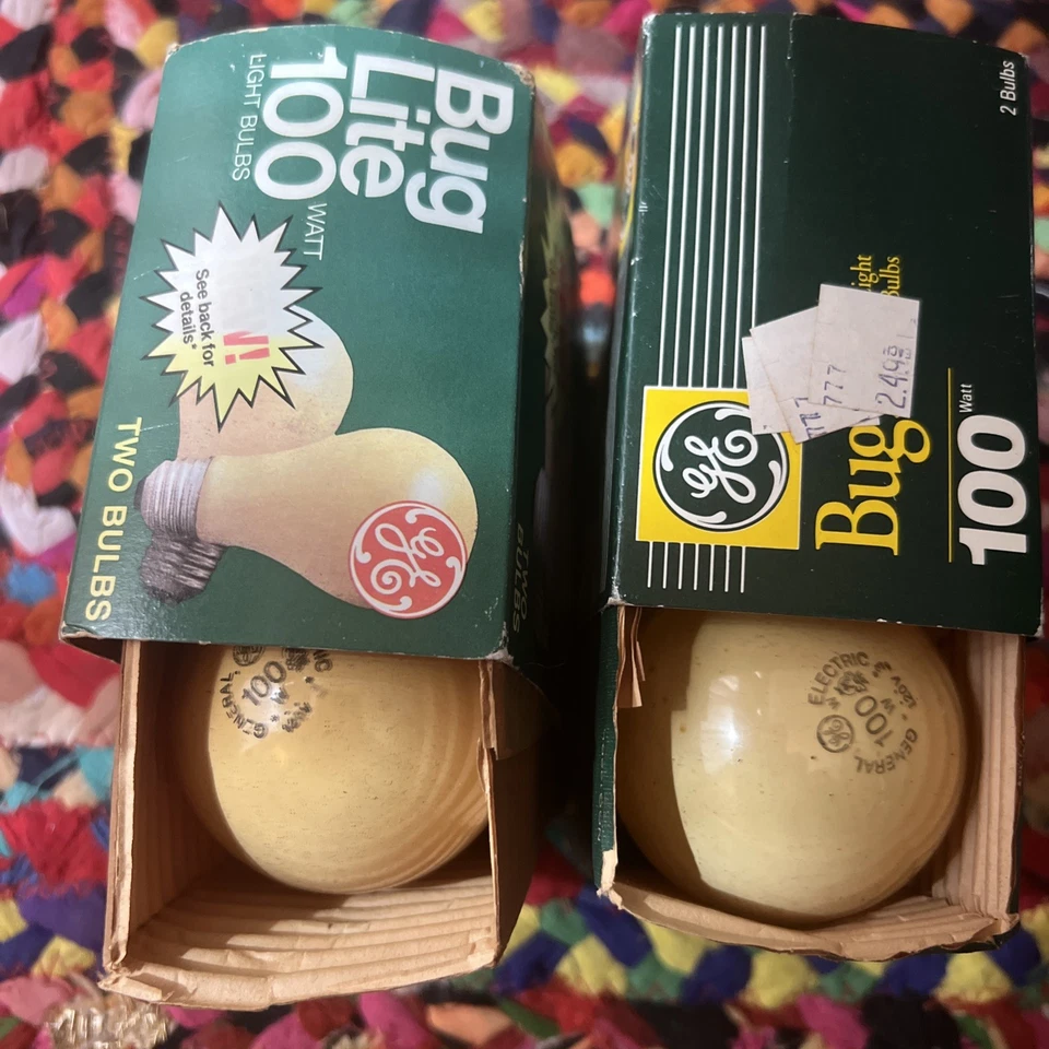 2 复古 GE Bug Lite 2 包 100W 黄色灯泡 带盒 4 个灯泡 — 第 3/3 张图片
