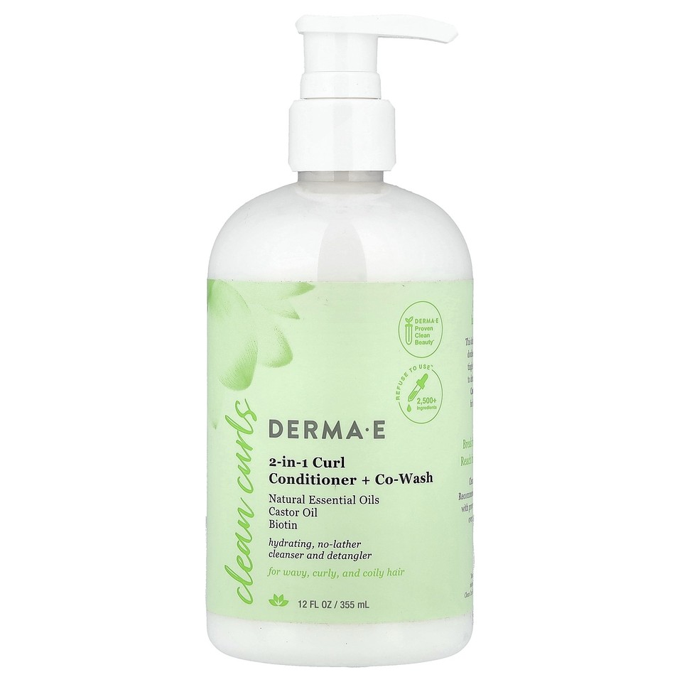 Clean Curls, 2-in-1 Curl Conditioner + Co-Wash, For Wavy, Curly and Coily Hair,