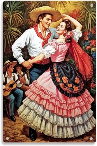 Me xican Couple Dancing Folk Dance Tin Metal Signs Home Décor Vintage Me xican C
