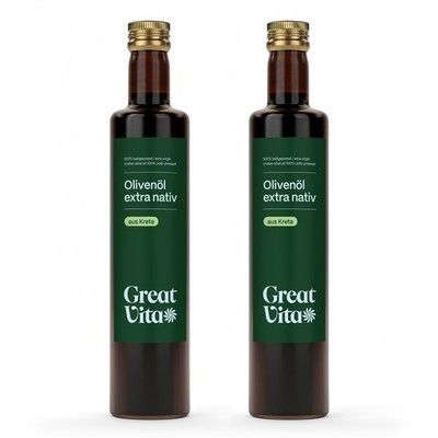 GreatVita Olivenöl 2x 500ml extra nativ, kaltgepresst | extra virgin Öl Glasflas