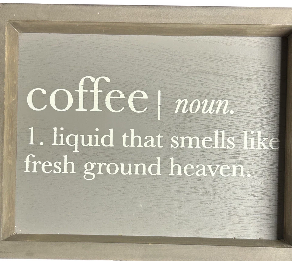 Letrero de caja de sombra de definición de café de madera para colgar o sobremesa. Foto 4 de 4