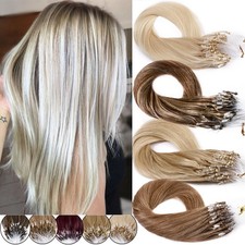 100g Thick Micro Loop Ring Human Hair Extensions Micro Link Beads Tip 20 22 24in