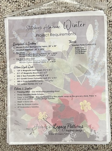 Stitcher’s Almanac: WINTER Wool Pillow Quilt Kit designed by Granny's Legacy 18” - Picture 4 of 9