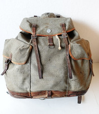 Swiss Army Sattler Backpack 40s Vtg Salt and Pepper Military Leather Canvas 1944