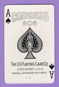 1 Single Swap Playing Card CONGRESS 606 ACE OF SPADES DECO MOOSE MINT VINTAGE