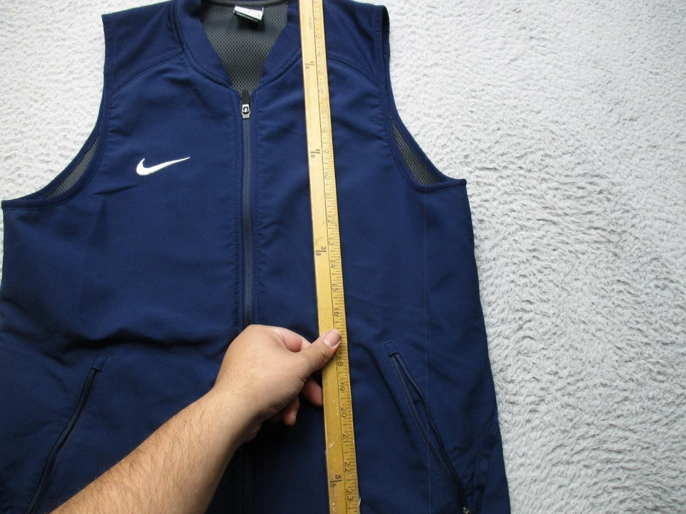 Nike Chaleco Para Hombres Mediano Azul Marino Dri-FIT Cremallera Completa Malla Entrenamiento Bolsillos 802310-419 Foto 3 de 4