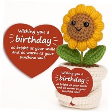 Crochet Sunflower Plush – Inspirational Funny Happy Birthday Gifts for Women, 