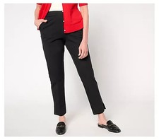 Isaac Mizrahi Live Regular 24/7 Stretch Icon Ankle Pants Pitch Black 8 A692858