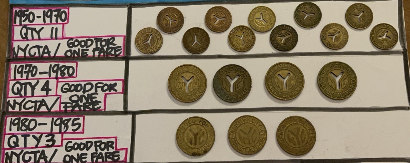 Lot of 40 Vintage New York City Transit Authority Subway Tokens