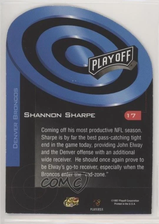 1997 Playoff Zone Prime Target Shannon Sharpe #17 HOF - Image 2 of 2