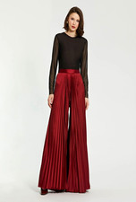 Mac Duggal Women’s High Rise Pleated Wide-Leg Pants - Red Solid Regular sz XS