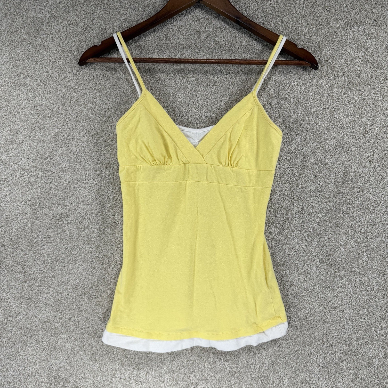 Y2K Double Layer Cami Tank Top Med Yellow White Baby Doll One Step Up