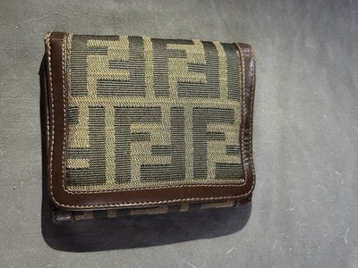 Fendi Zucca Brown Long Trifold Wallet Authentic Vintage FF