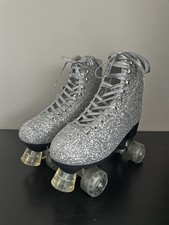 Zara Rhinestone Roller Skates Silver 4 Wheels Size UK7 EUR40 New With Tags