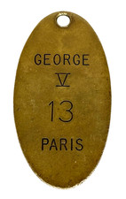 Vintage Brass Hotel Key Fob George V 13 Paris...