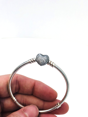 Authentic Pandora 925 Sterling Silver Pave Heart Clasp 590727CZ